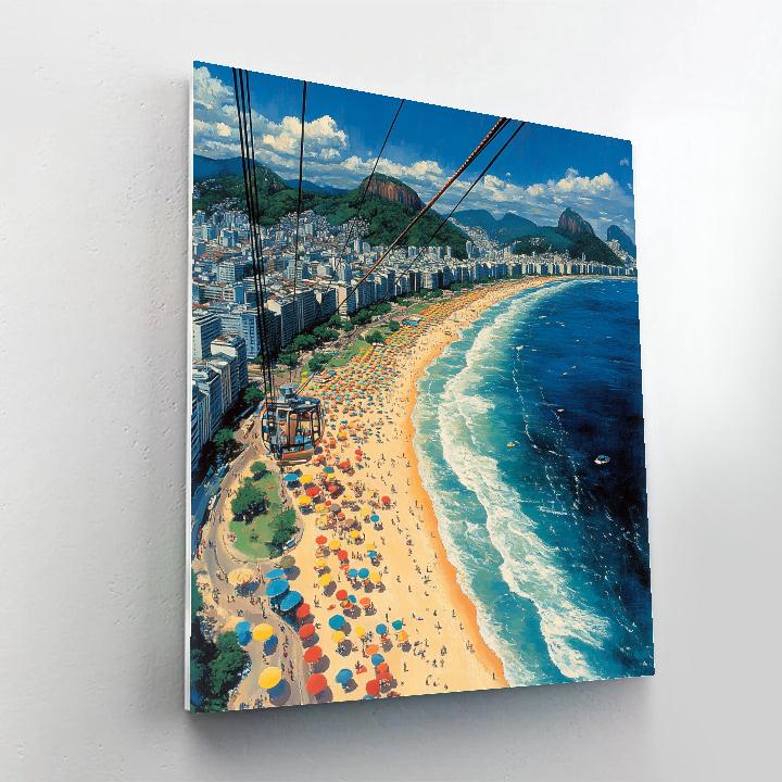 Cable Car Over Ipanema Beach Rio De Janeiro Brazil Paint by numbers kits