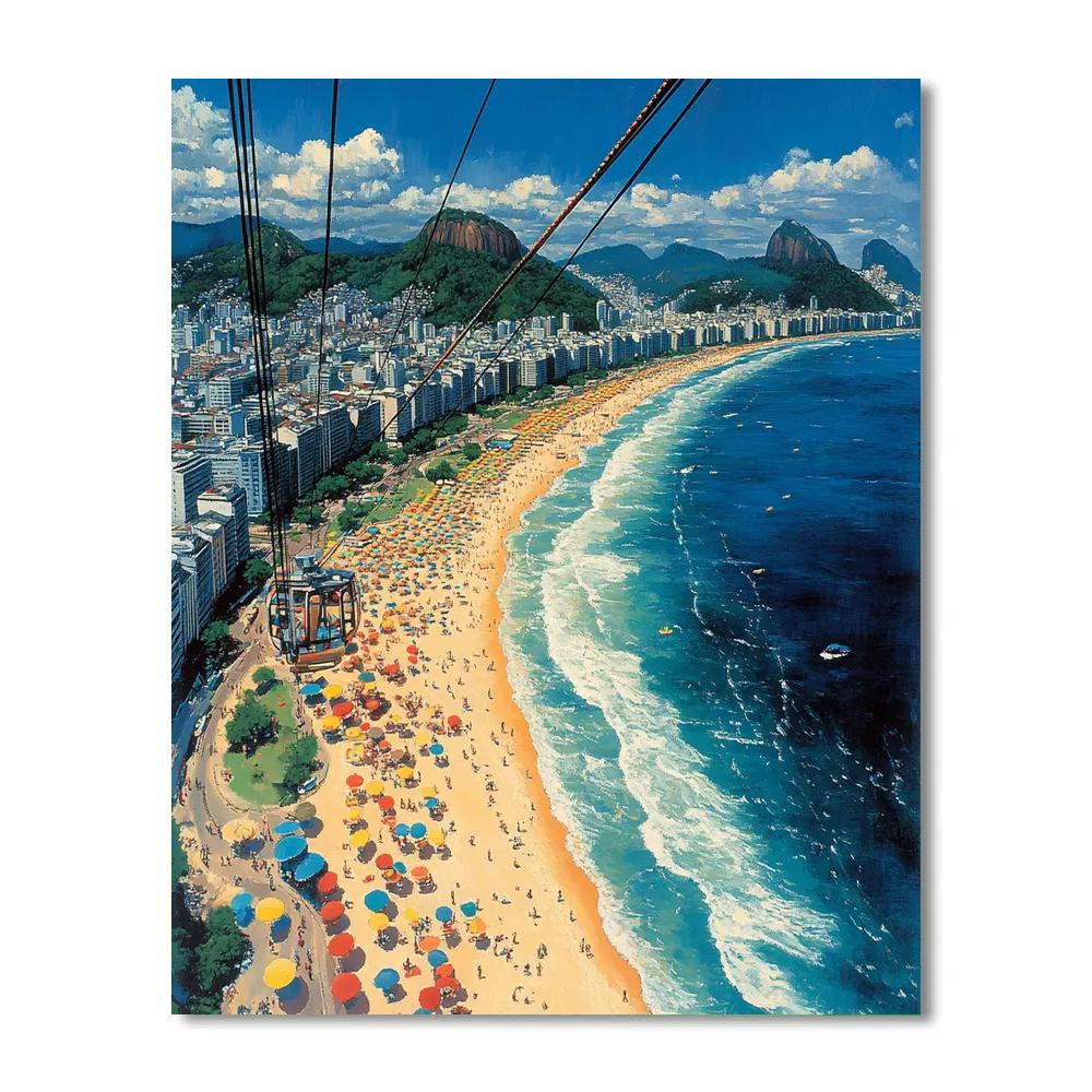 Cable Car Over Ipanema Beach Rio De Janeiro Brazil Paint by numbers kits