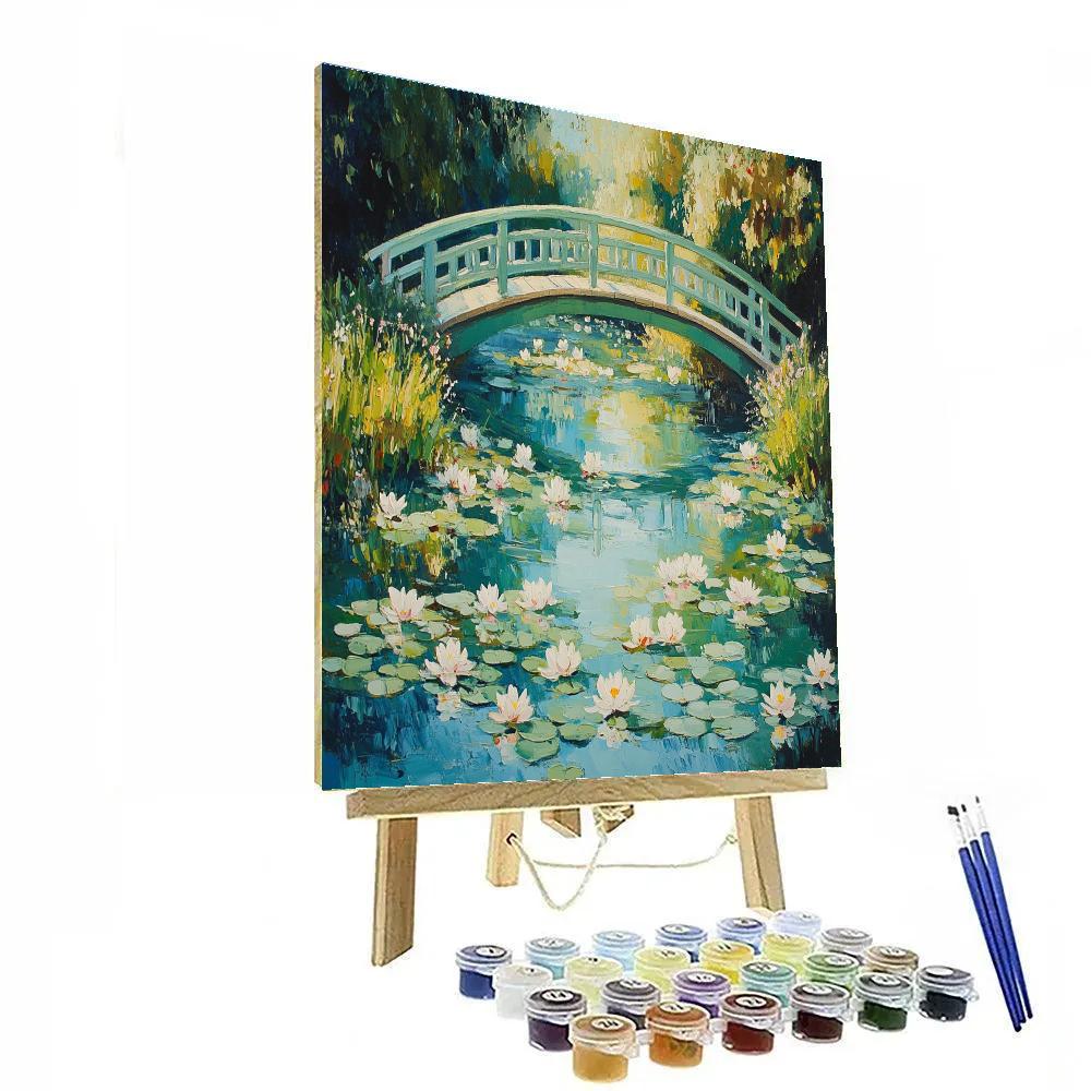 Claude Monet Inspired Japanese Bridge In Late Summer Glow paint by number