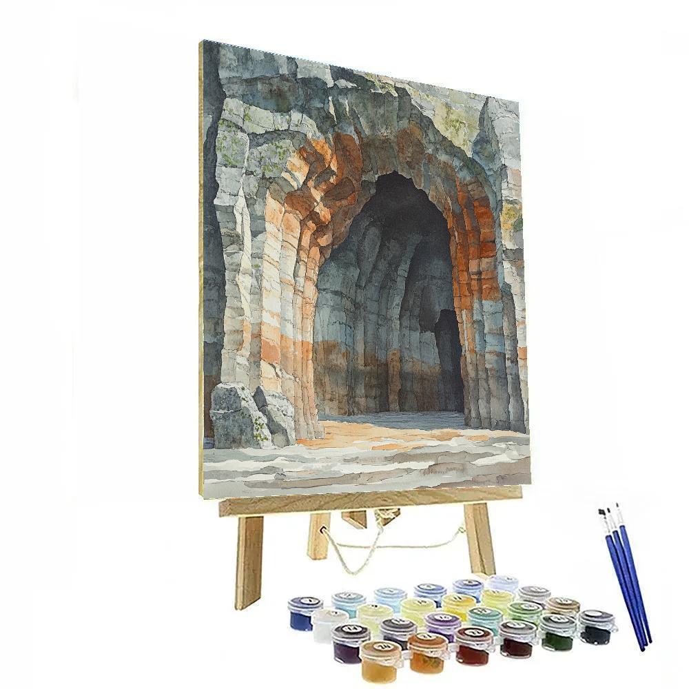 Leonardo Da Vinci Inspired Ancient Architecture As Eroded Cliff Painting by numbers kit