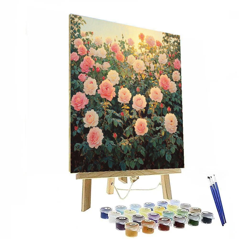 Claude Monet Inspired Rose Garden At Golden Hour DIY paint by numbers