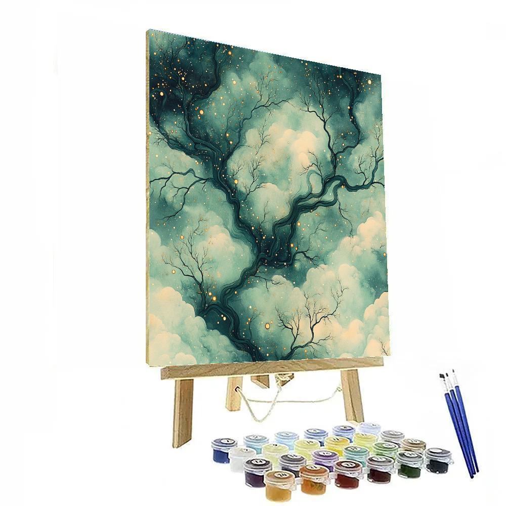 Max Ernst Inspired Lunar Mycelium Nebula Field painting number kit