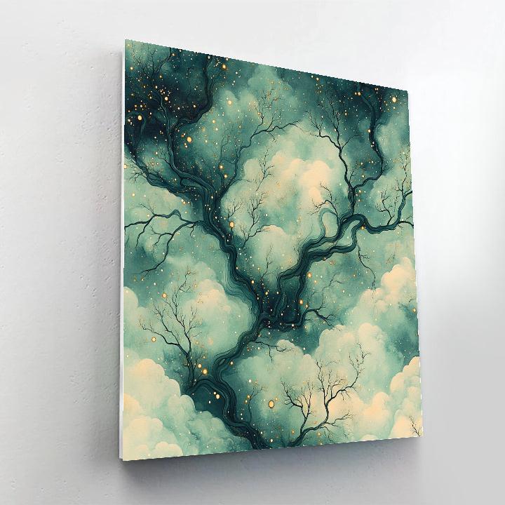 Max Ernst Inspired Lunar Mycelium Nebula Field painting number kit