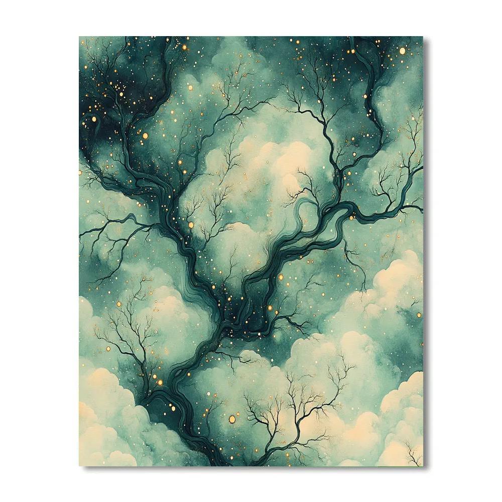 Max Ernst Inspired Lunar Mycelium Nebula Field painting number kit