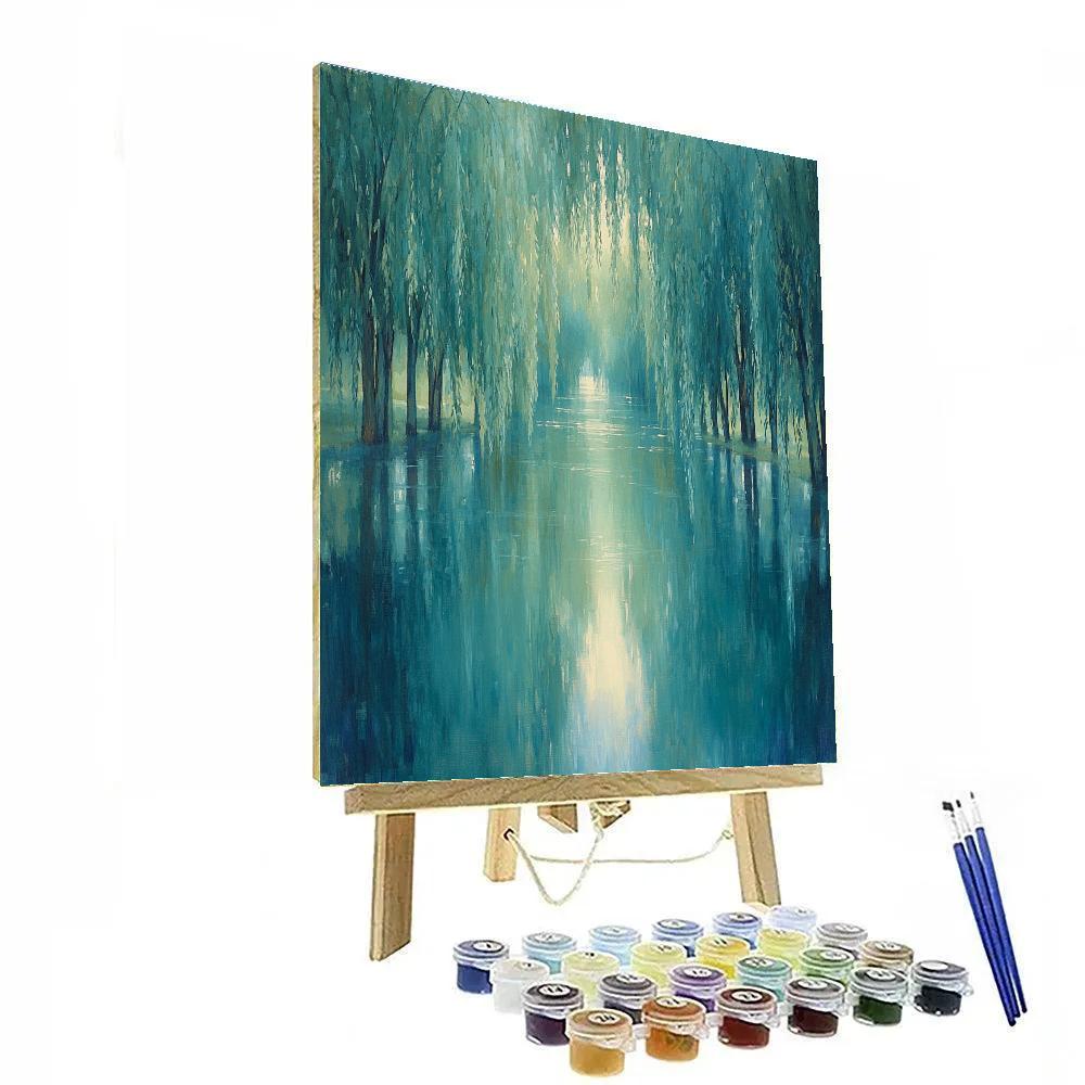 Claude Monet Inspired Riverbank Willows In Soft Breeze Painting by numbers kit
