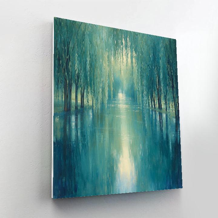 Claude Monet Inspired Riverbank Willows In Soft Breeze Painting by numbers kit