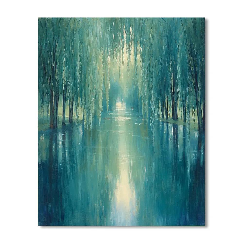 Claude Monet Inspired Riverbank Willows In Soft Breeze Painting by numbers kit