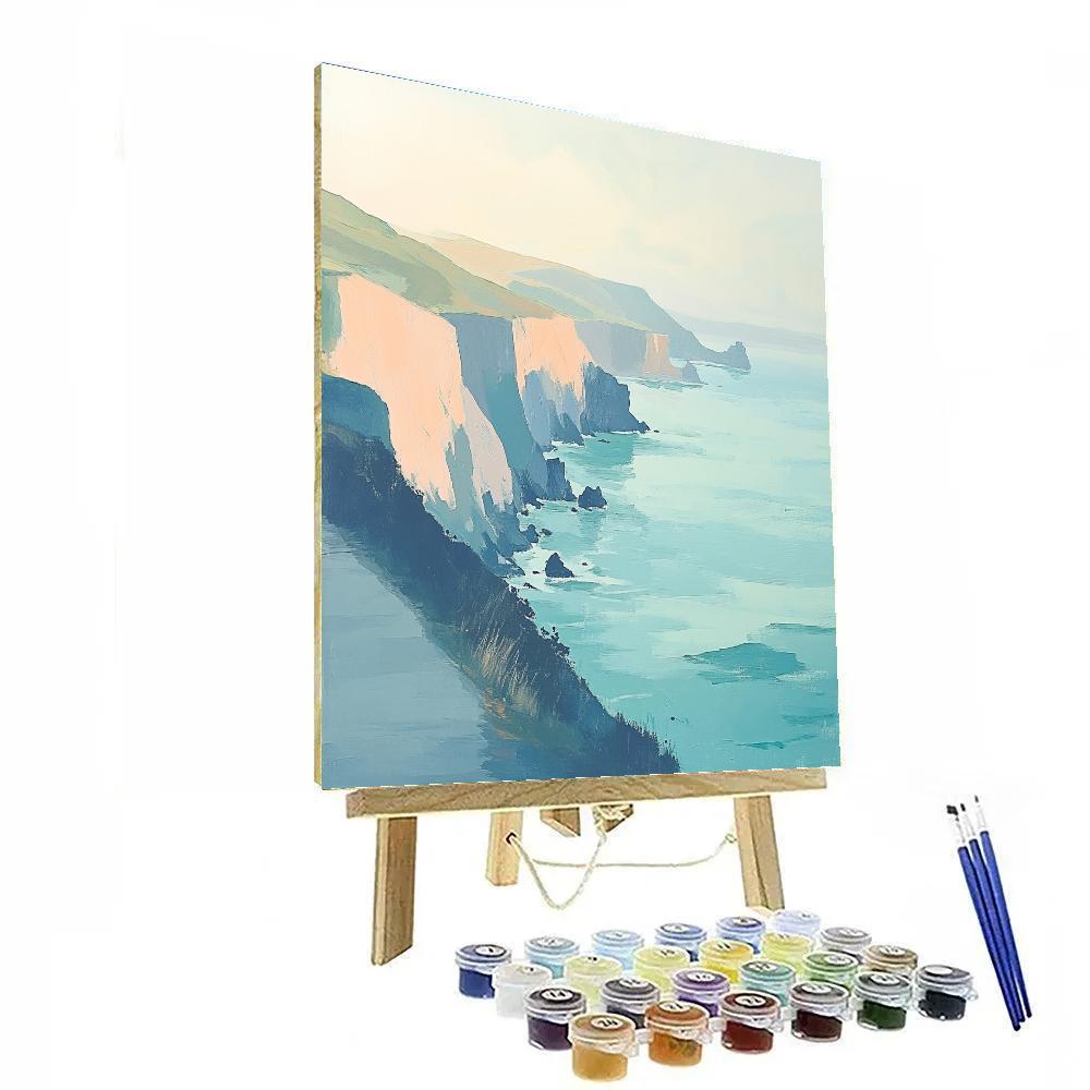 Claude Monet Inspired Coastal Cliffs Under Morning Haze painting number kit