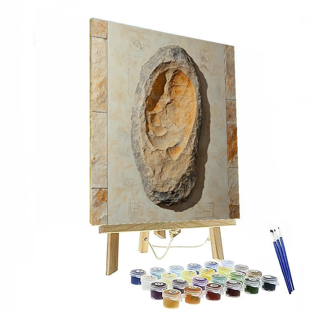 Leonardo Da Vinci Inspired Dinosaur Trace Fossil On Neutral Ground Number painting