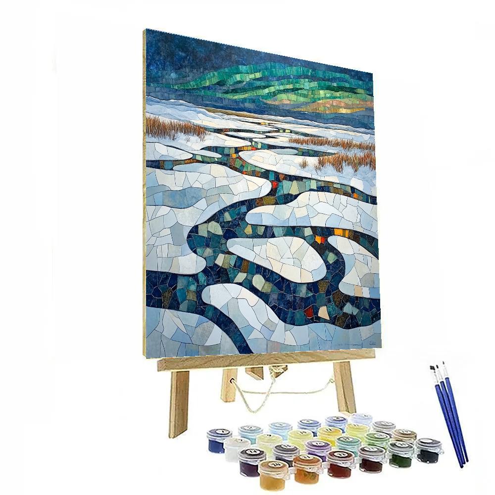 Jean-Paul Riopelle Inspired Aurora Shards Over Subarctic Marsh painting number kit