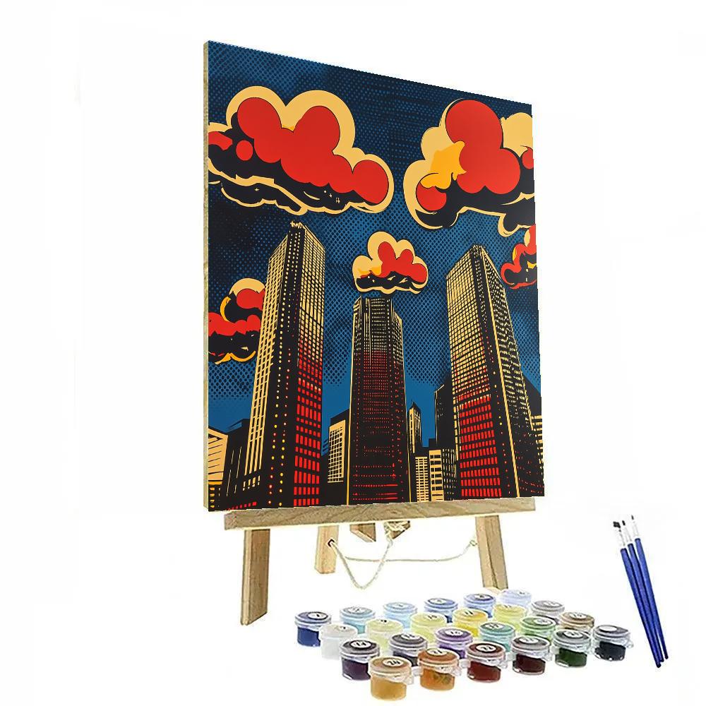 Roy Lichtenstein Inspired City Lights paint by numbers