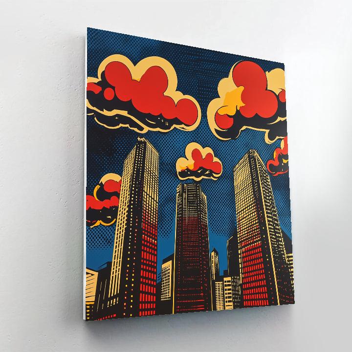 Roy Lichtenstein Inspired City Lights paint by numbers