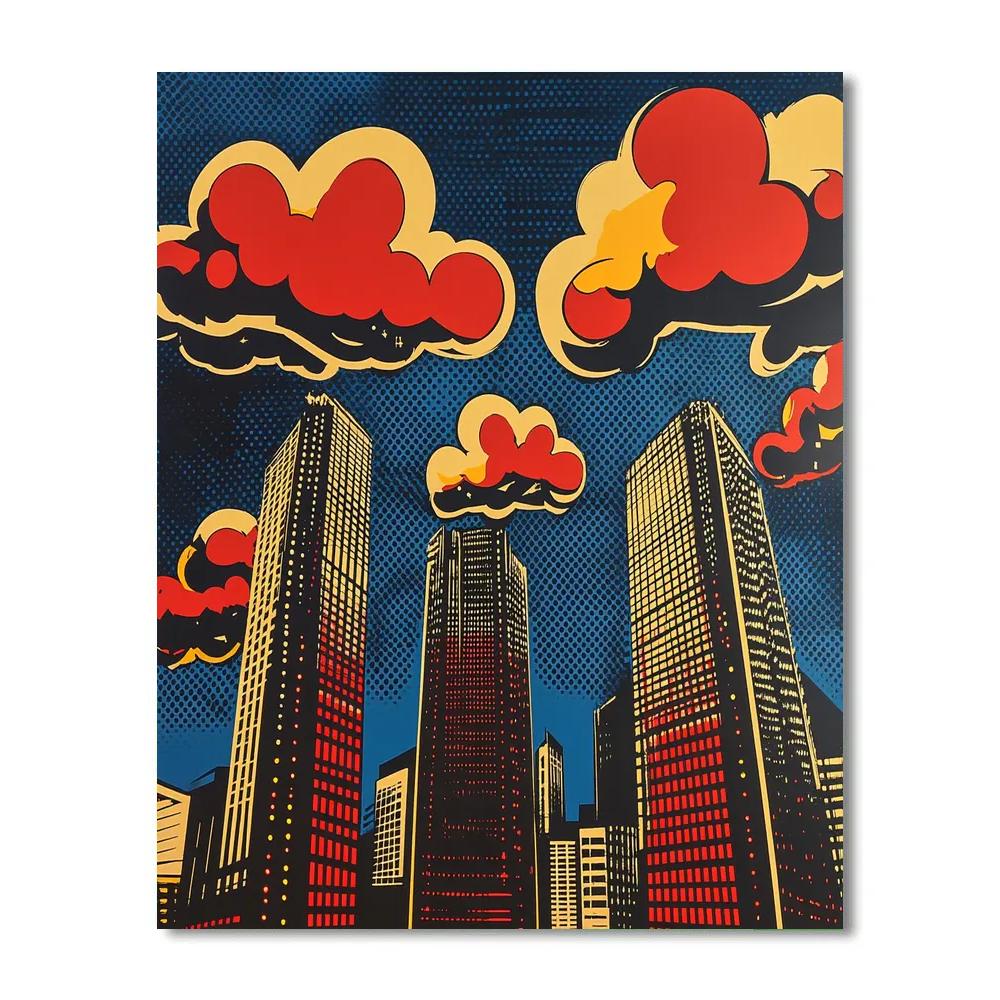 Roy Lichtenstein Inspired City Lights paint by numbers