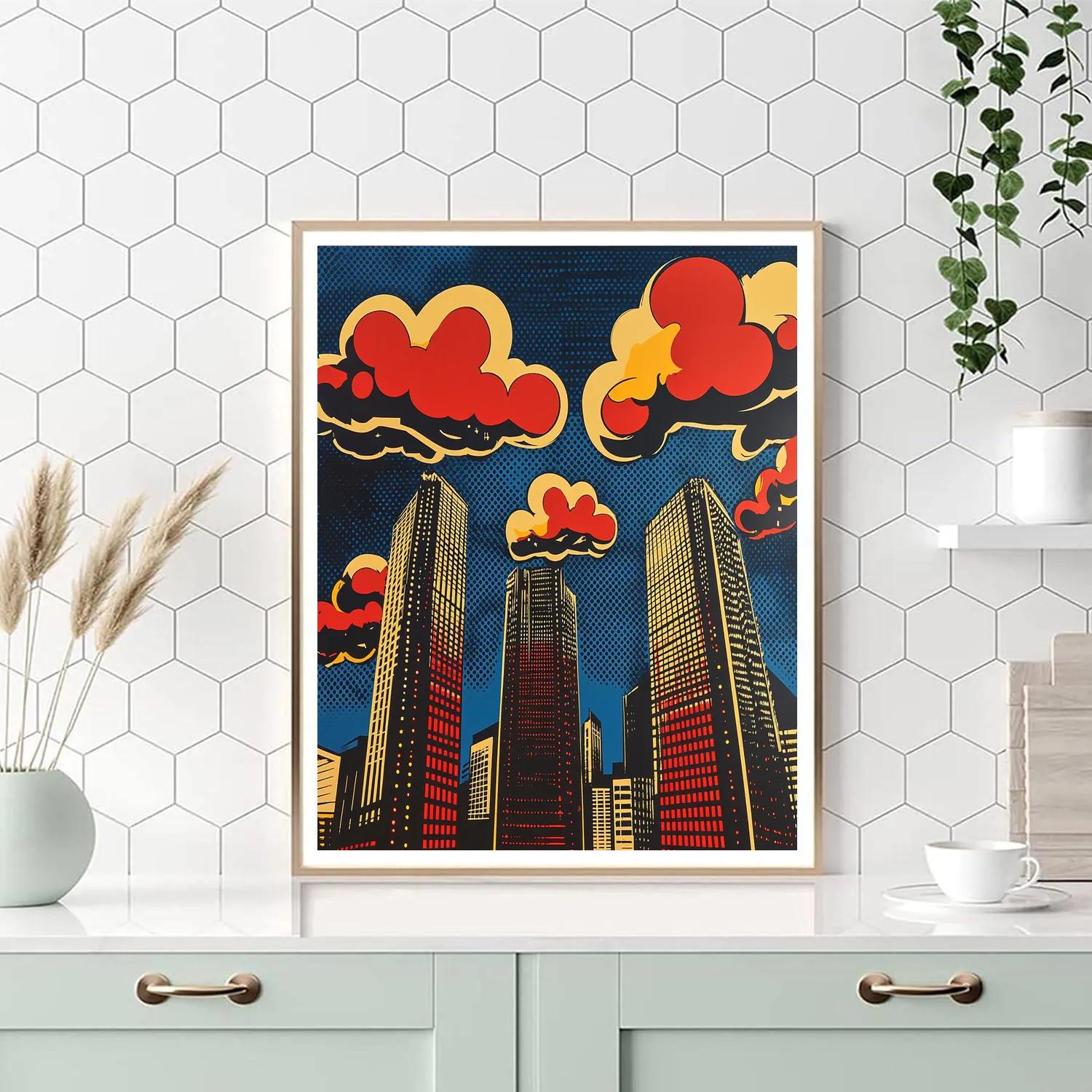 Roy Lichtenstein Inspired City Lights paint by numbers