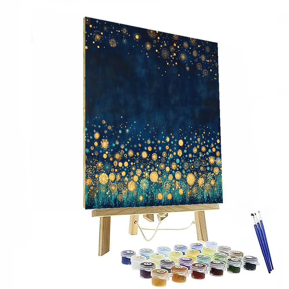 Gustav Klimt Inspired Luminous Garden Of Night paint by color