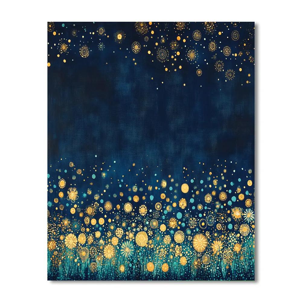 Gustav Klimt Inspired Luminous Garden Of Night paint by color