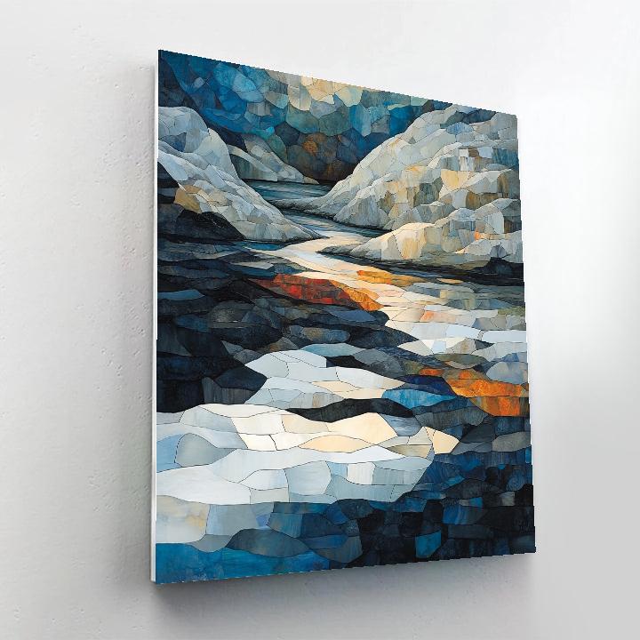 Jean-Paul Riopelle Inspired Volcanic Basalt Delta In Silver Light Number painting