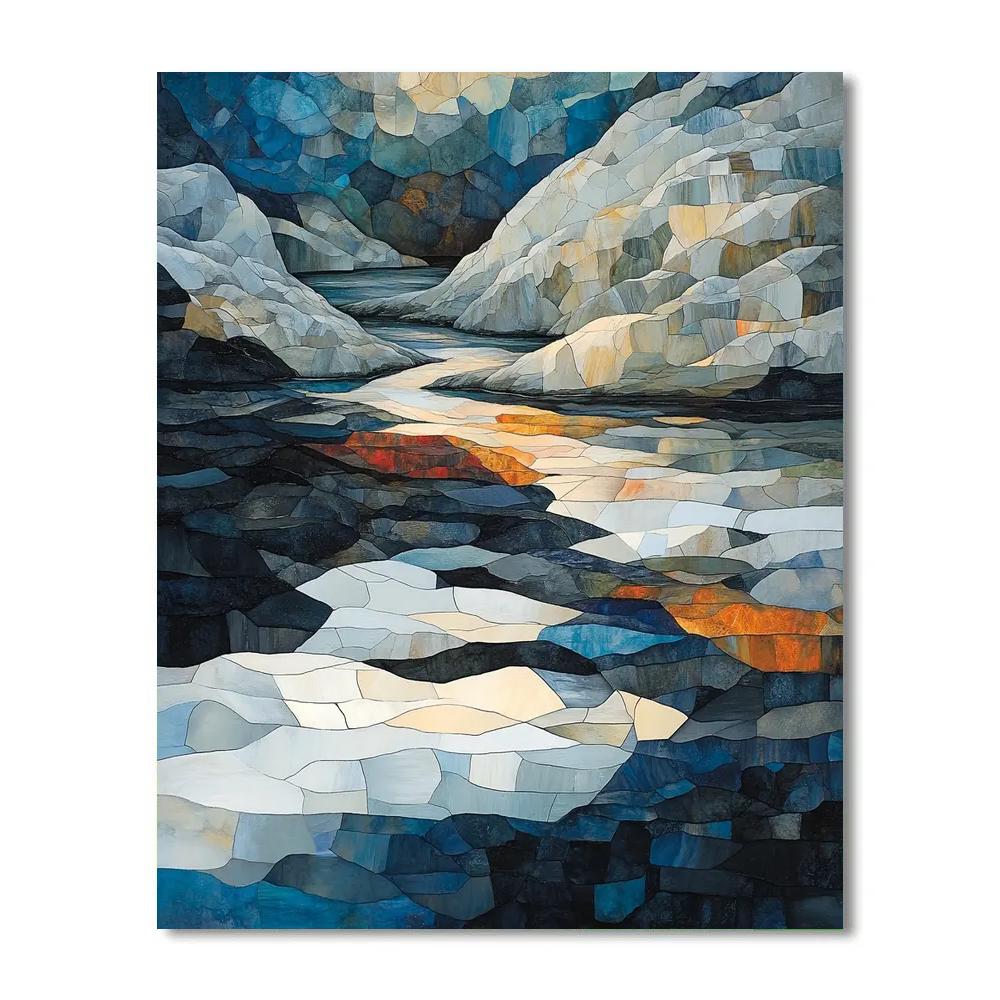 Jean-Paul Riopelle Inspired Volcanic Basalt Delta In Silver Light Number painting