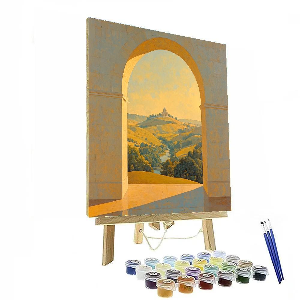 Raphael Inspired Golden Archway Over An Ideal Valley Paint by numbers kits