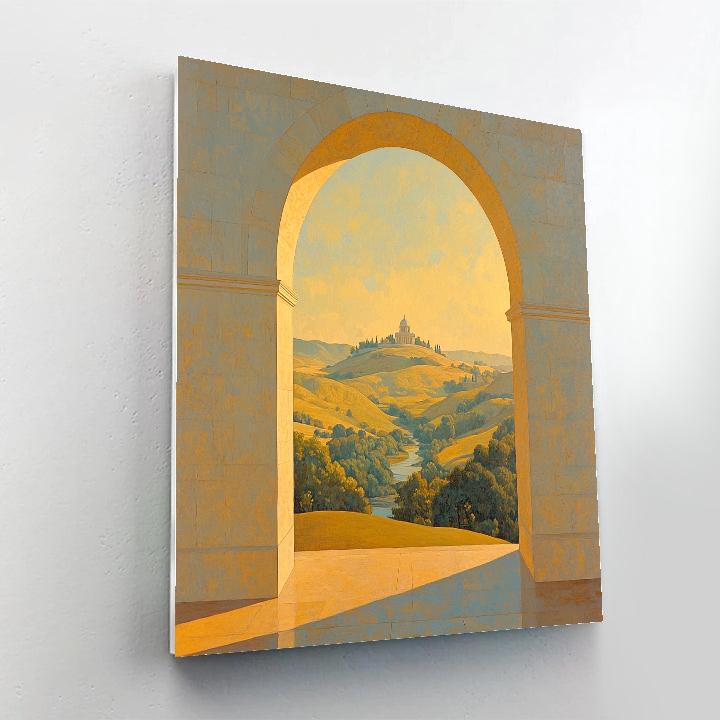 Raphael Inspired Golden Archway Over An Ideal Valley Paint by numbers kits