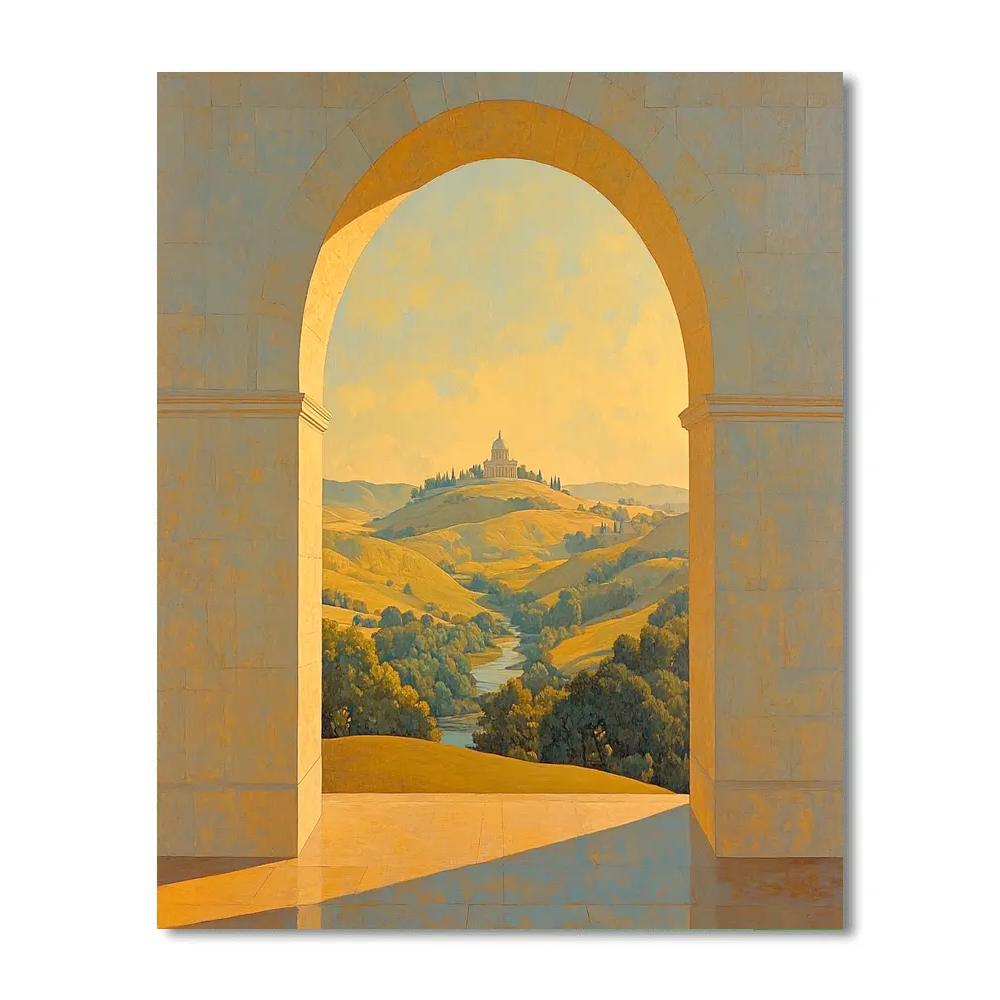 Raphael Inspired Golden Archway Over An Ideal Valley Paint by numbers kits