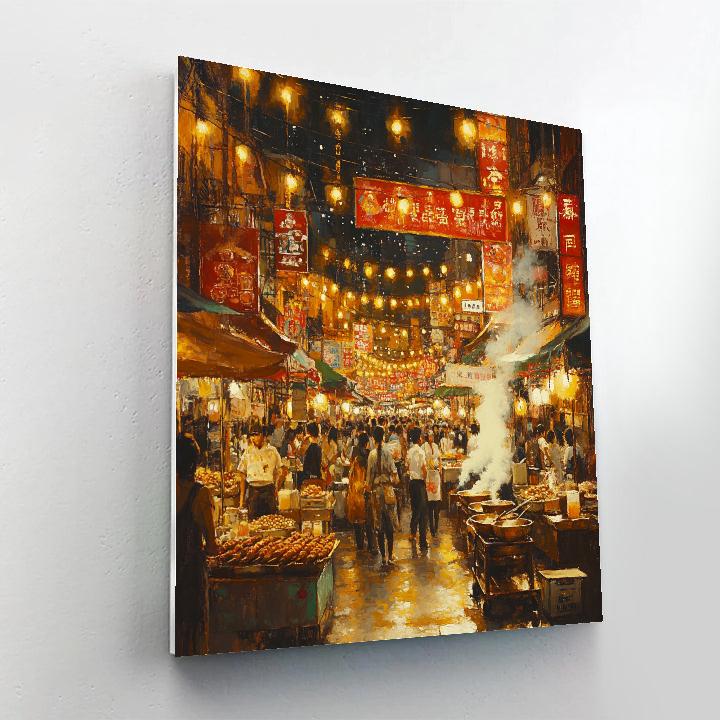 Night Market Street Food Scene Taipei Taiwan Number painting