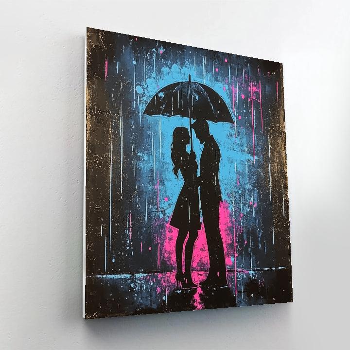 Banksy Inspired Rainy Lovers Under Umbrella paint by color