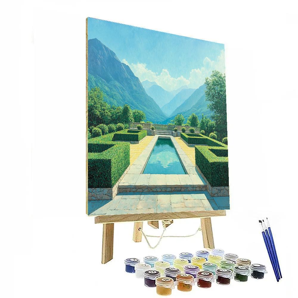 Raphael Inspired Terrace Gardens With Distant Azure Mountains Number painting