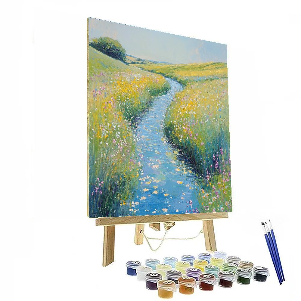 Claude Monet Inspired Springtime Stream Through Meadow Number painting