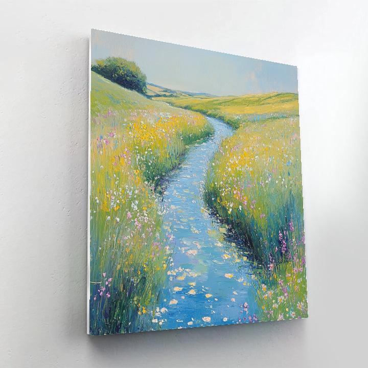 Claude Monet Inspired Springtime Stream Through Meadow Number painting