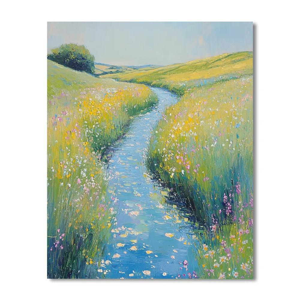 Claude Monet Inspired Springtime Stream Through Meadow Number painting