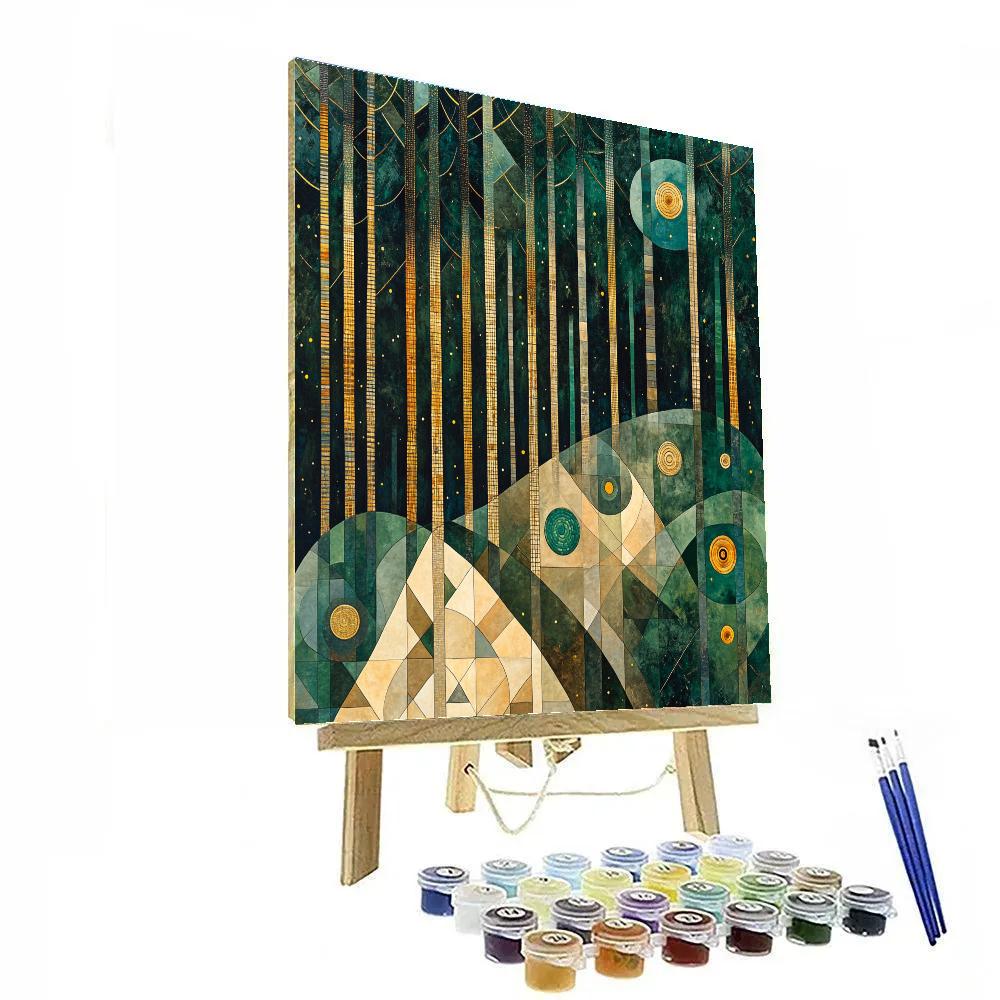 Gustav Klimt Inspired Secret Geometry Of The Forest Numbered painting kits