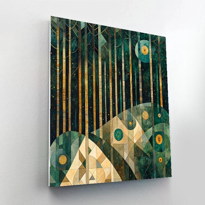 Gustav Klimt Inspired Secret Geometry Of The Forest Numbered painting kits