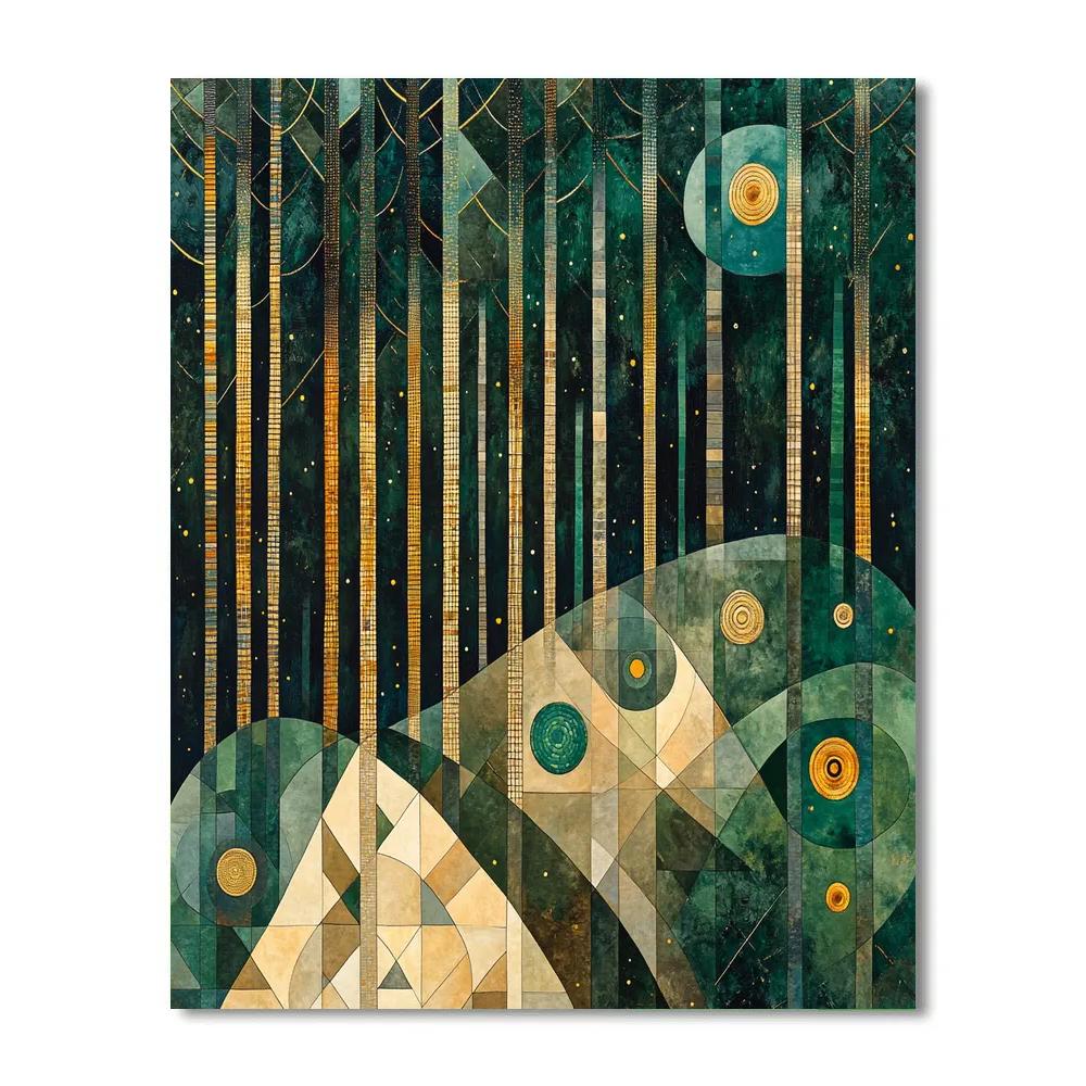 Gustav Klimt Inspired Secret Geometry Of The Forest Numbered painting kits