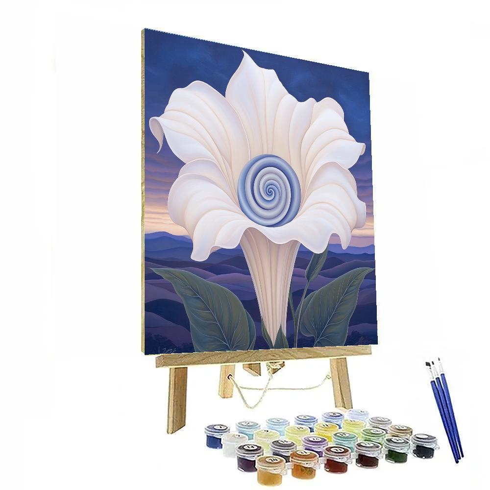 Georgia OKeeffe Inspired Luminous Datura Trumpet At Twilight paint by numbers