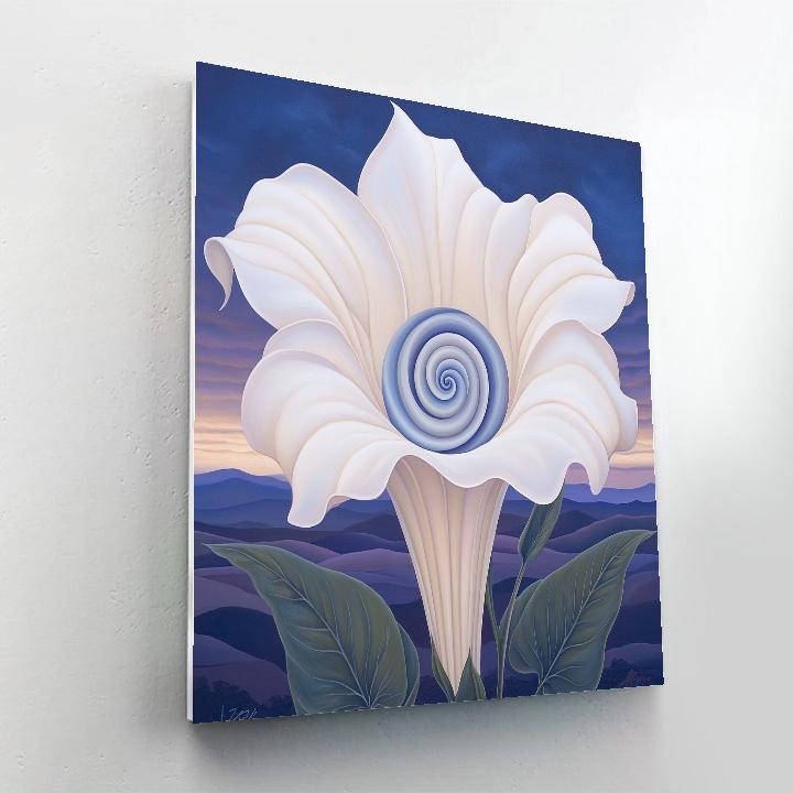 Georgia OKeeffe Inspired Luminous Datura Trumpet At Twilight paint by numbers