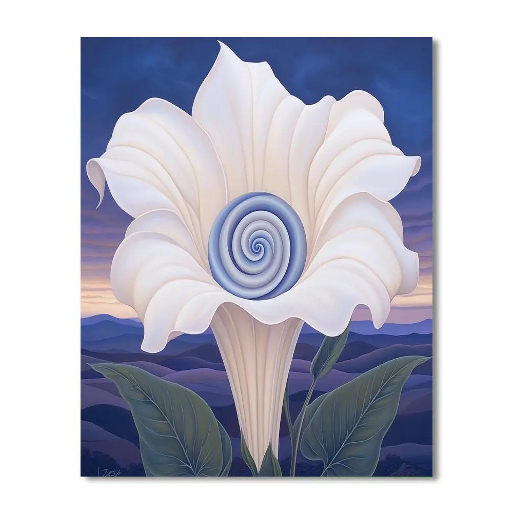 Georgia OKeeffe Inspired Luminous Datura Trumpet At Twilight paint by numbers