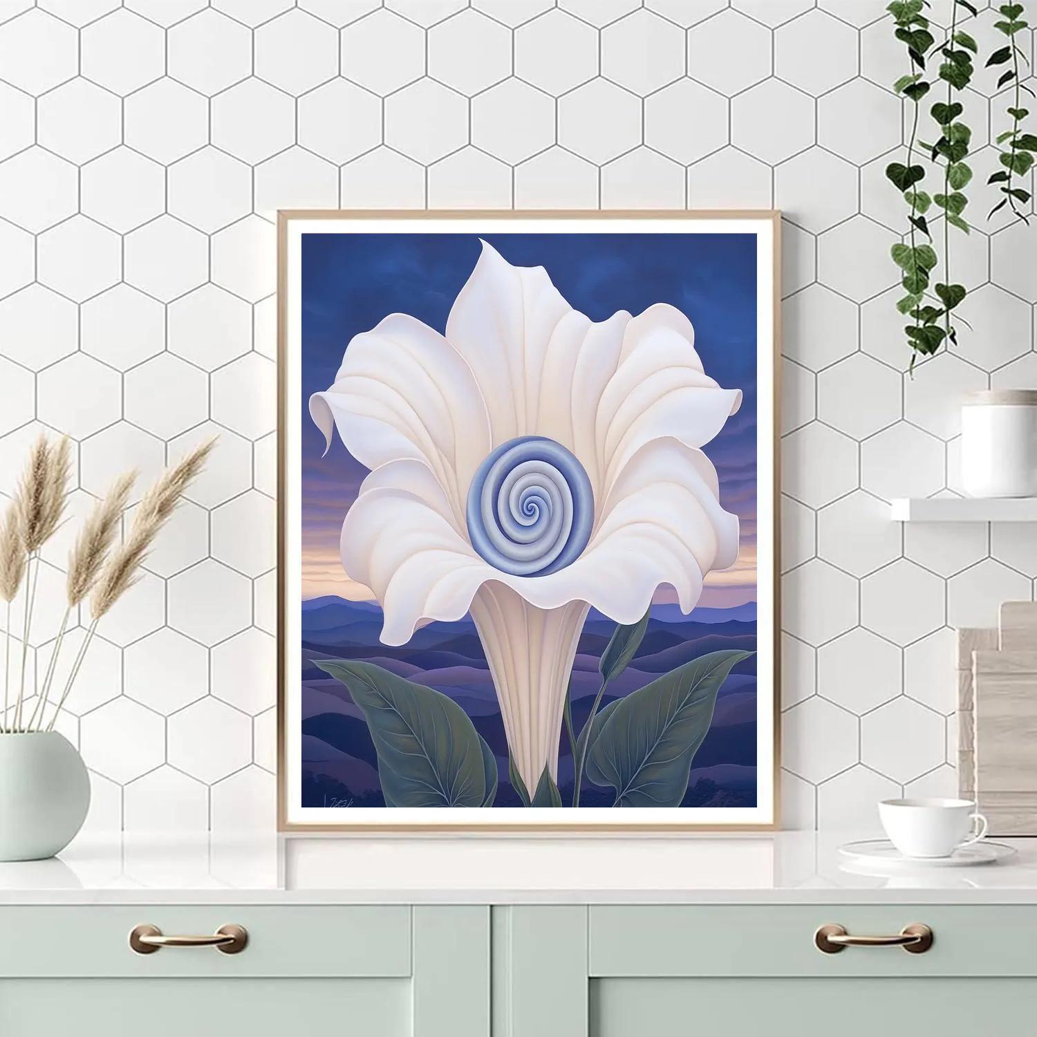 Georgia OKeeffe Inspired Luminous Datura Trumpet At Twilight paint by numbers