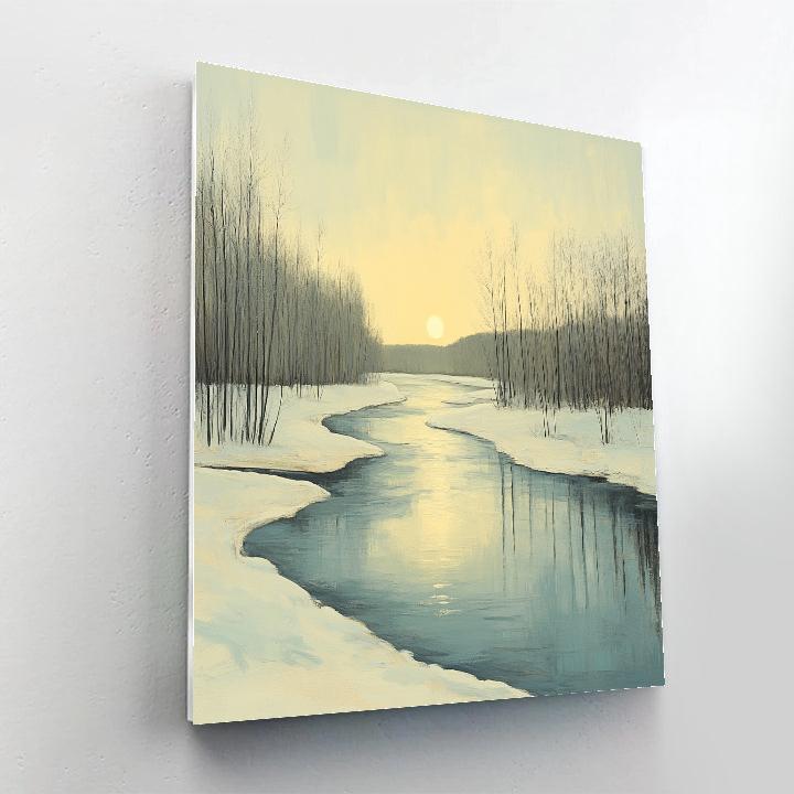 Claude Monet Inspired Winter River Under Pale Sun painting number kit