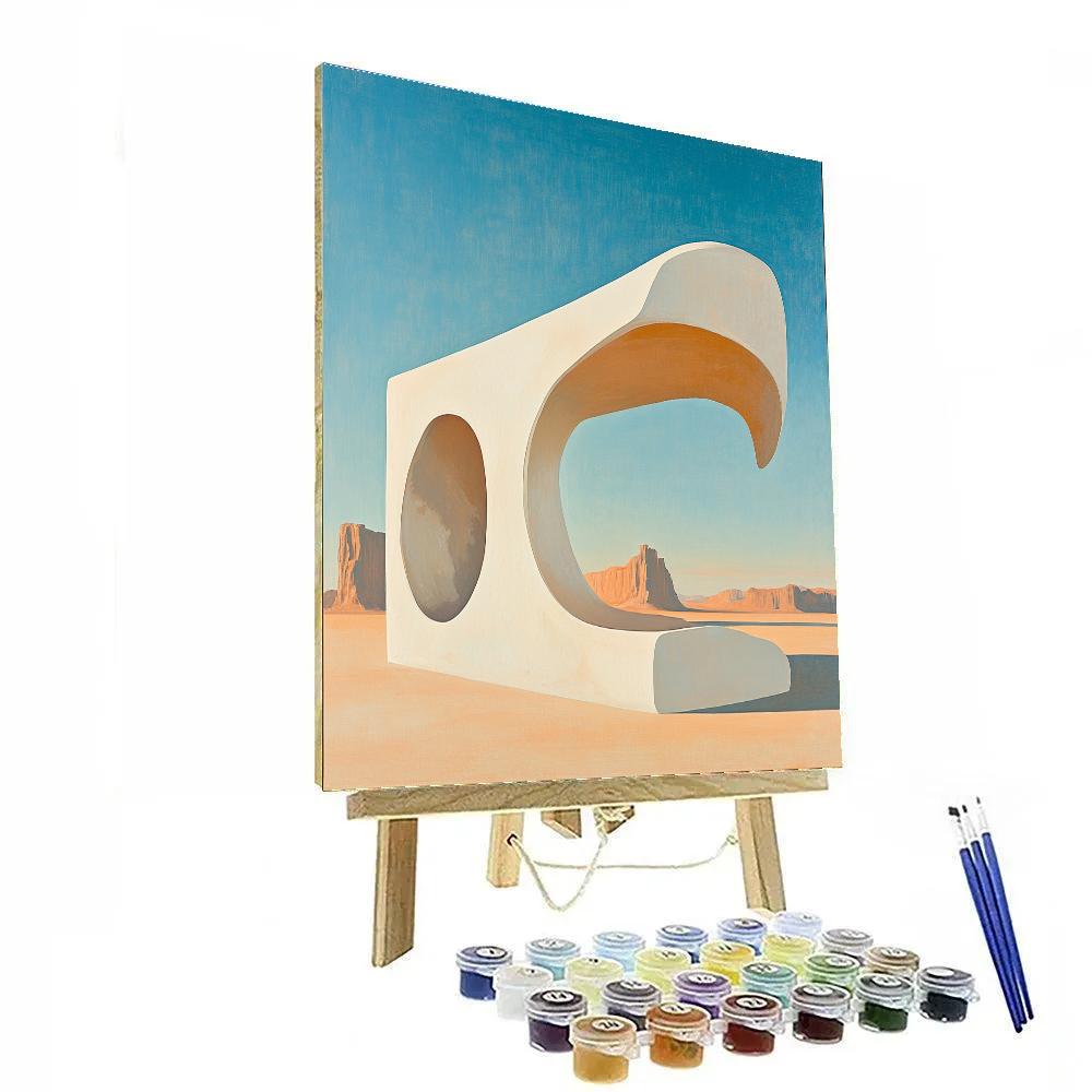 Georgia OKeeffe Inspired Sunlit Pelvic Bone Silhouette Over Cobalt Sky Paint by numbers kits