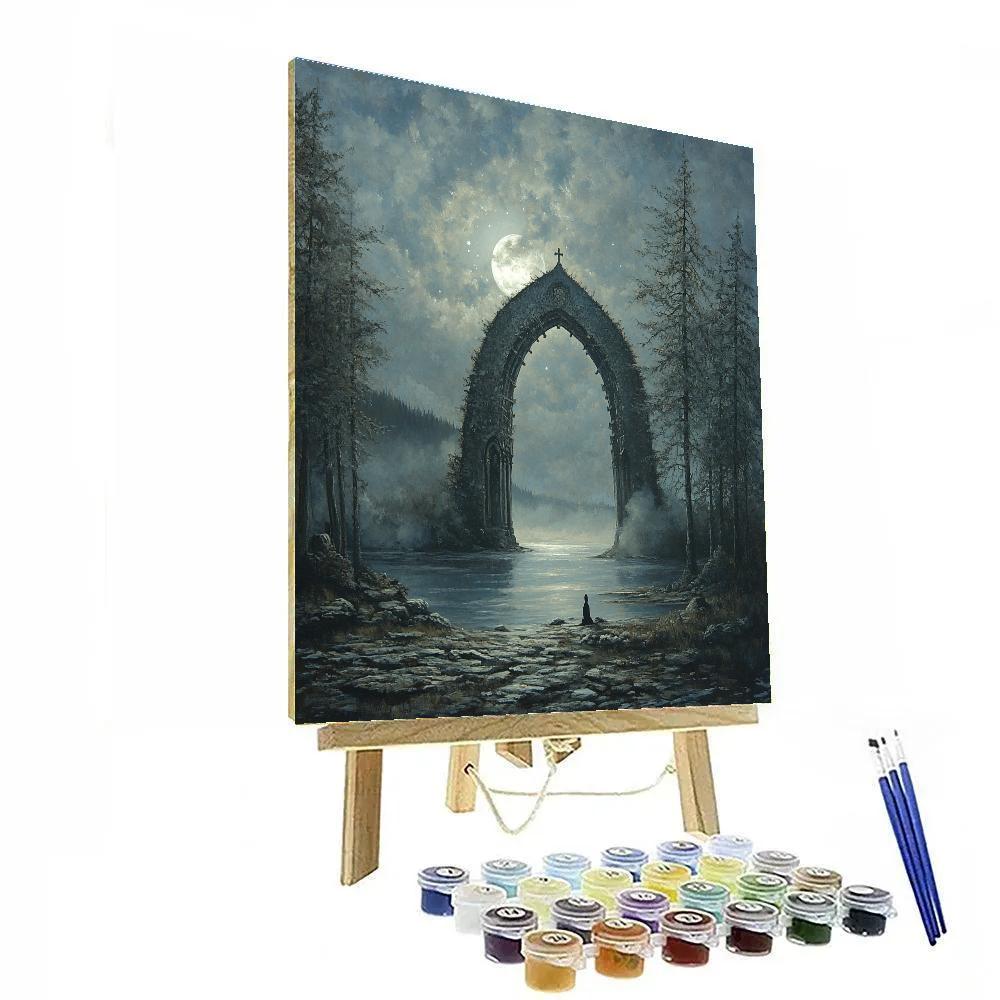 Caspar David Friedrich Inspired Moonlit Ruins paint by numbers