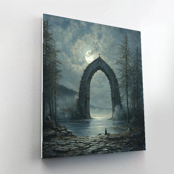 Caspar David Friedrich Inspired Moonlit Ruins paint by numbers