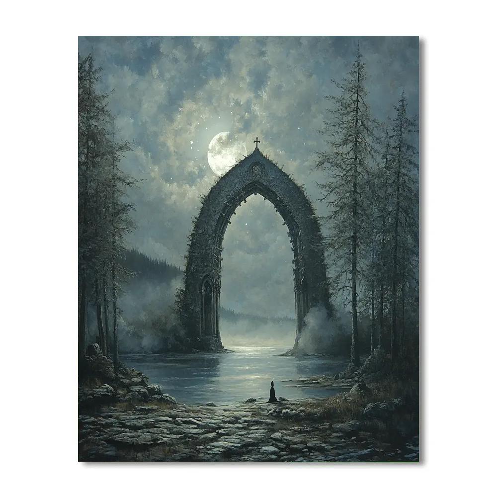 Caspar David Friedrich Inspired Moonlit Ruins paint by numbers