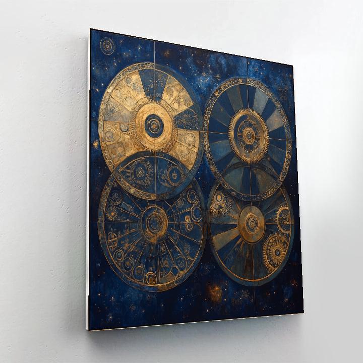 Gustav Klimt Inspired Celestial Clockwork Currents Paint by numbers art