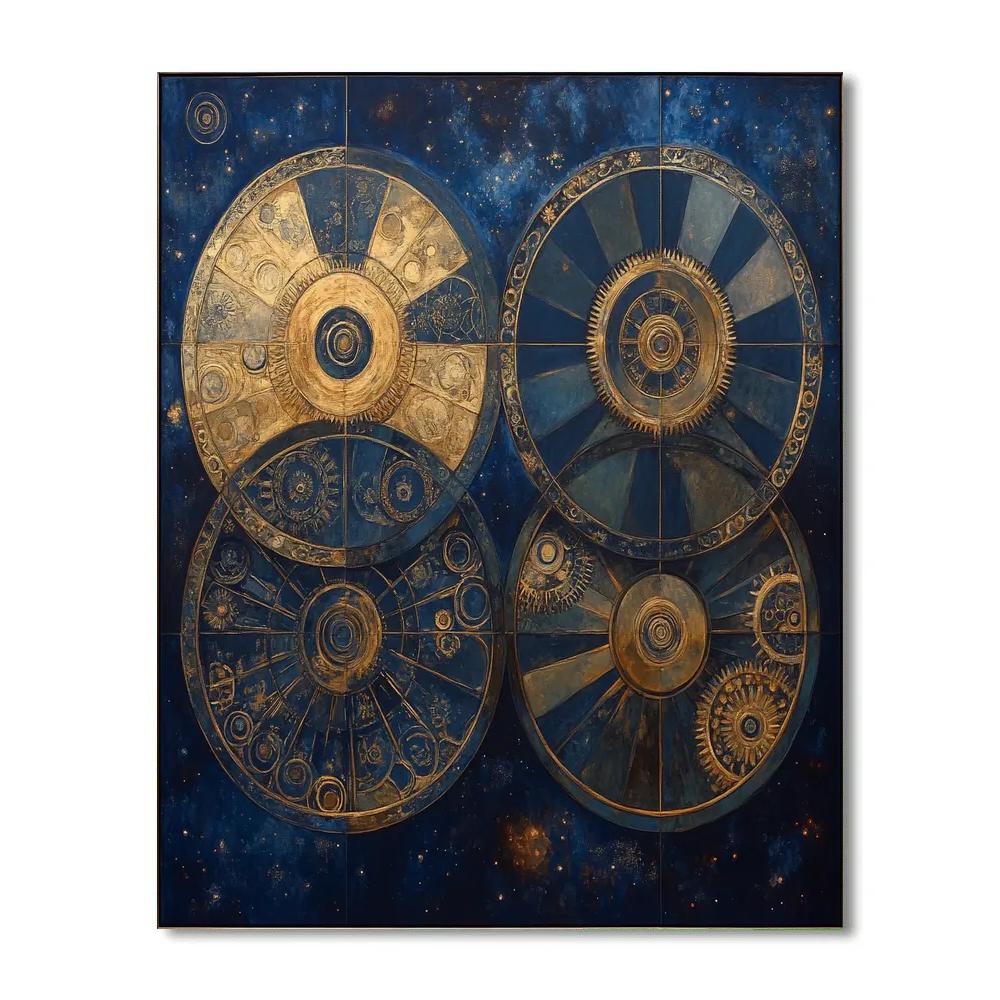Gustav Klimt Inspired Celestial Clockwork Currents Paint by numbers art