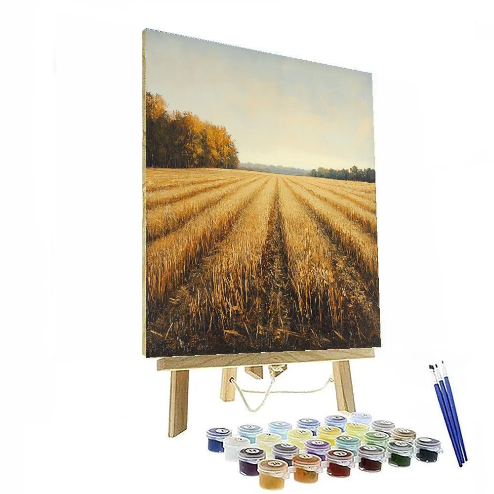 Claude Monet Inspired Harvest Field Under Hazy Sky painting number kit
