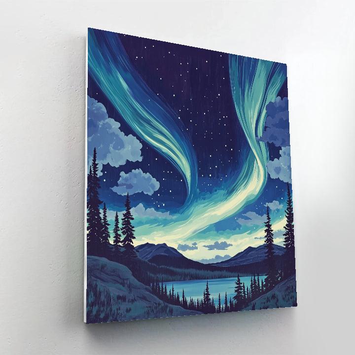 J. E. H. MacDonald Inspired Aurora Over Boreal Ridge painting number kit