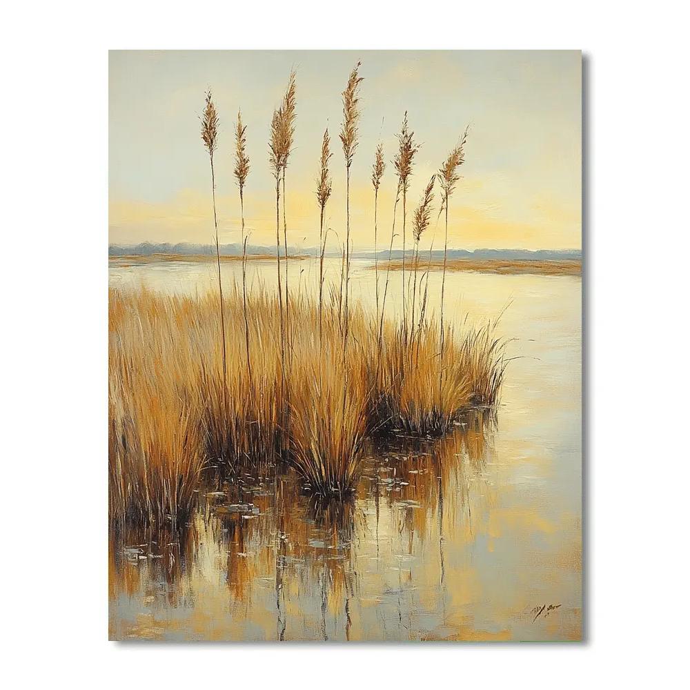 Claude Monet Inspired Marsh Reeds In Late Autumn Light paint by numbers