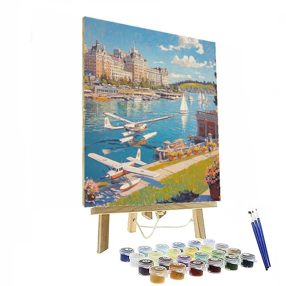 Harborfront Skyline Victoria Inner Harbour Canada paint by numbers