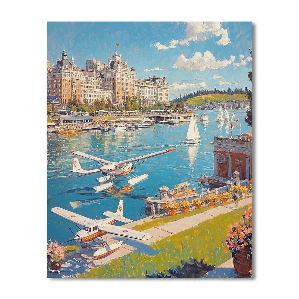 Harborfront Skyline Victoria Inner Harbour Canada paint by numbers